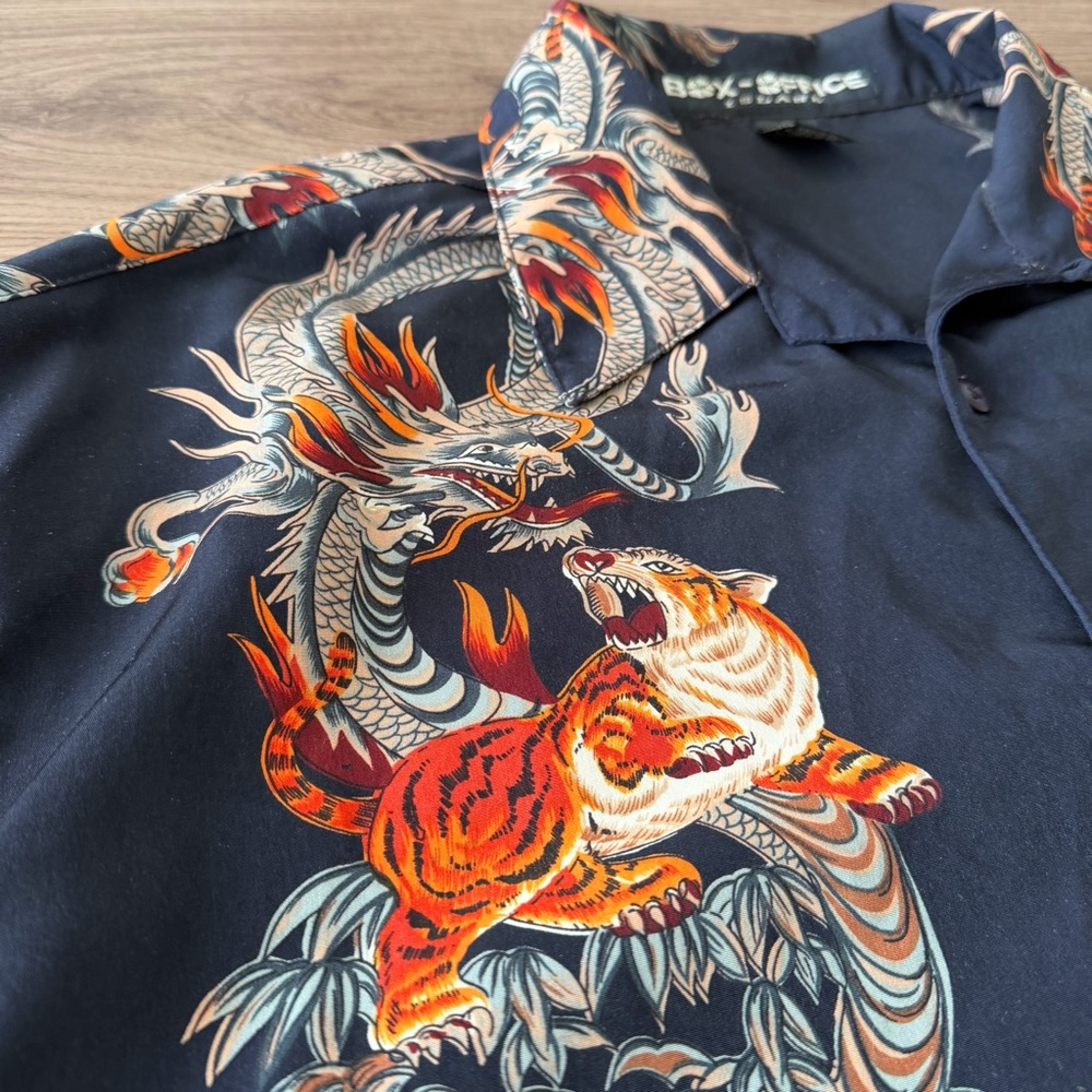 Vintage Tiger Dragon y2k Button Up Shirt - Picture 2 of 5